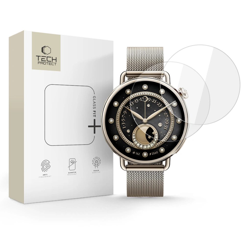 Levně Tech-Protect Tvrzené sklo Glass Fit+, Xiaomi Watch S4 (41 mm), 2 kusy