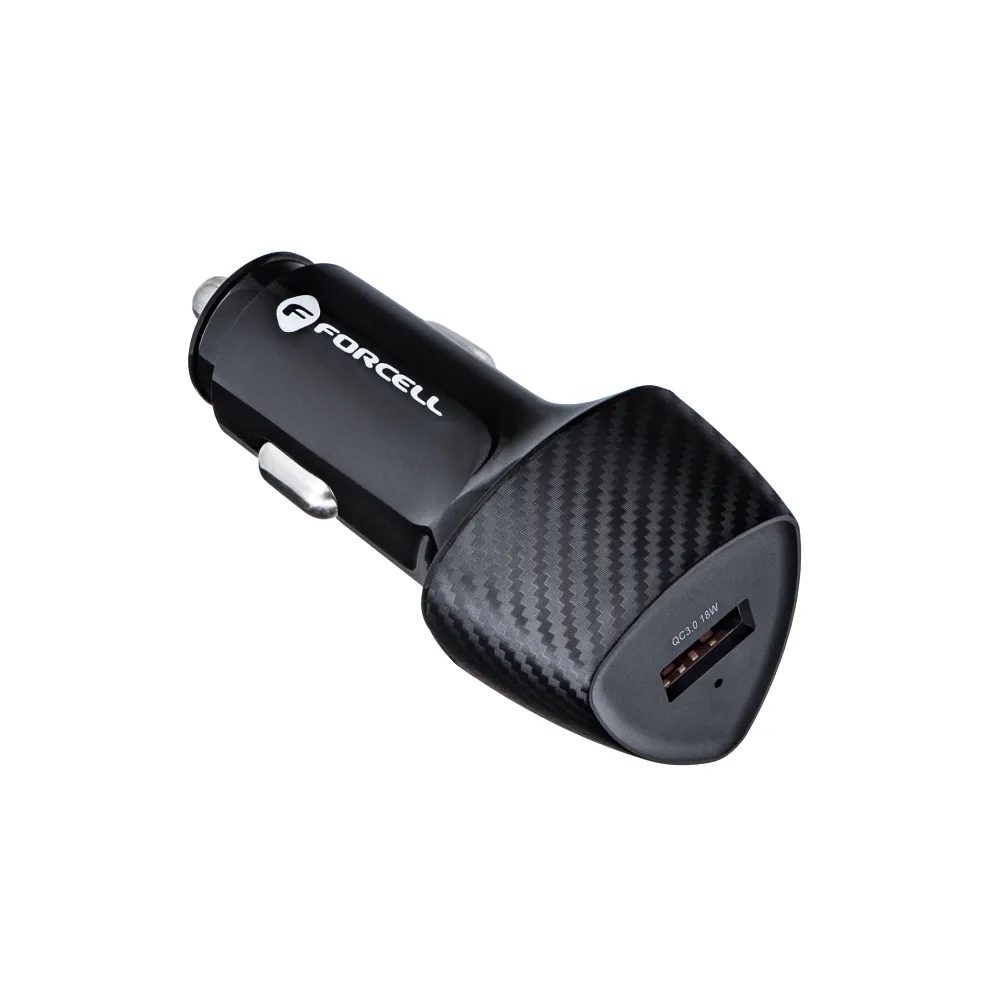 Forcell Carbon Car Adapter, USB QC 3.0, 18W, CC50-1A, Crni
