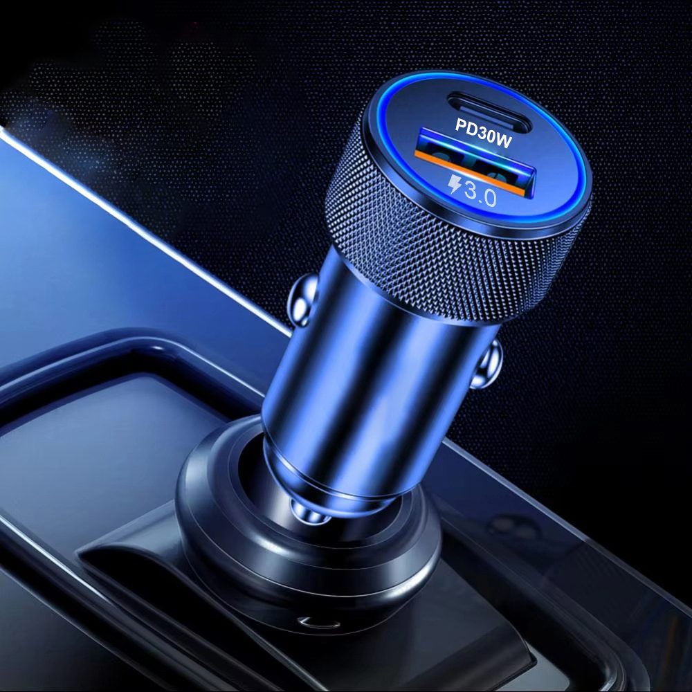 Techsuit nabíjačka do auta (C2), USB + USB-C, čierna