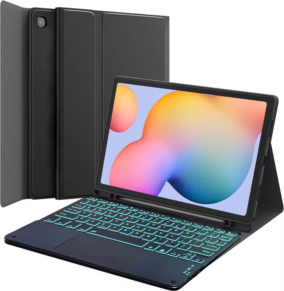 Levně JP Magnetické pouzdro s Bluetooth klávesnicí, touchpadem, podsvícením a držákem pro stylus, Samsung Galaxy Tab S6 Lite, černé