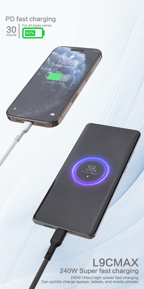 Dudao L9C Max kábel USB-C - USB-C, 240W PD, 2m, čierny