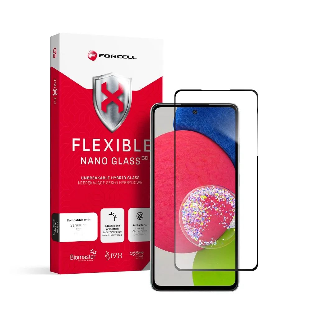 Forcell Flexible 5D Full Glue Hibrid üveg, Samsung Galaxy A52 / A52s 5G, Fekete