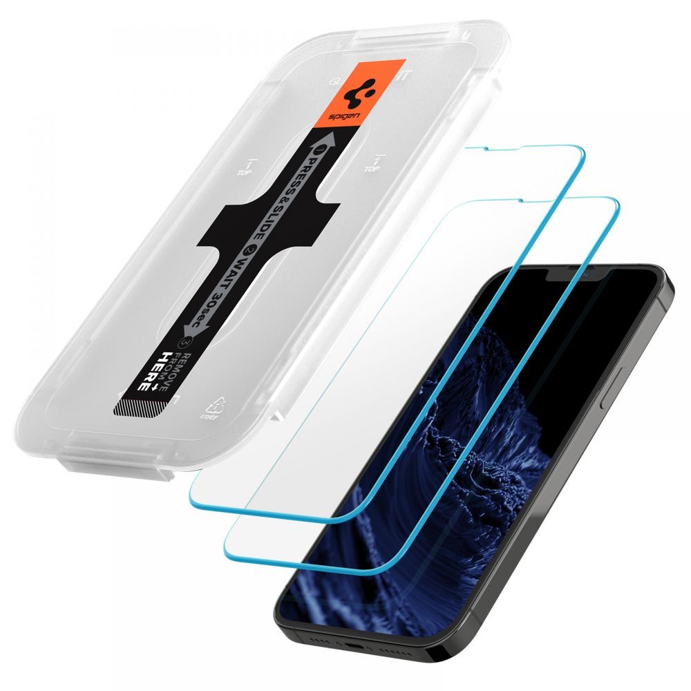 Spigen Glass.TR EZFit Cu Aplicator, 2 Bucăți, Folie De Sticlă Securizată, IPhone 13 / 13 Pro