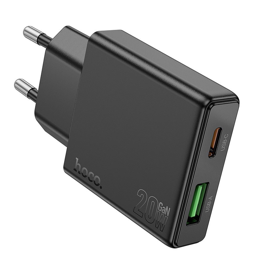 Hoco Slim töltő N38 USB A + USB C, QC3.0, PD, 3A, 20W, fekete