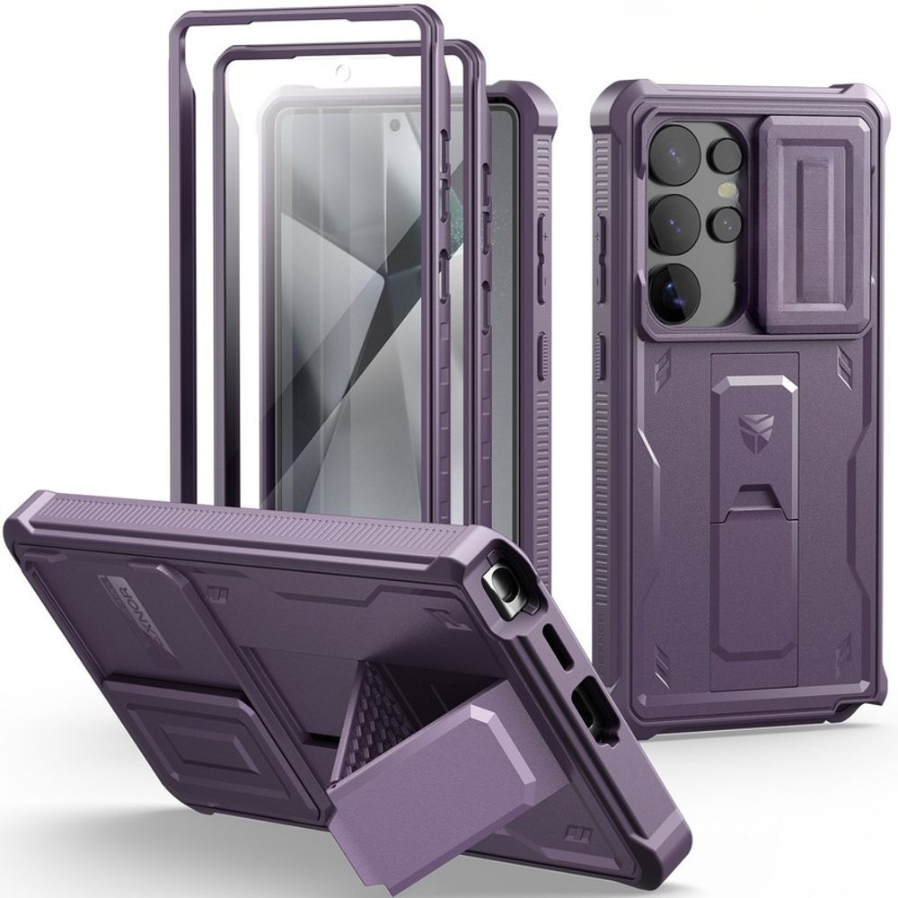 Dexnor 360 Kickstand Camprotector obal Samsung Galaxy S25 Ultra, fialový
