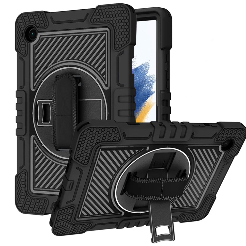 Techsuit StripeShell 360, Samsung Galaxy Tab A8 10.5 (2021), Fekete