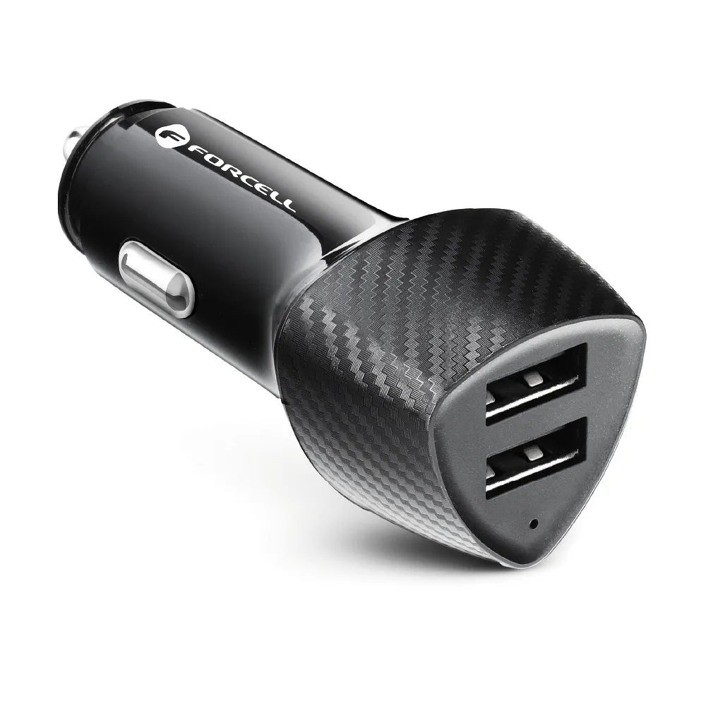 Forcell Carbon Autóadapter, 2x USB, 17W, CC50-2A, 17W, Fekete