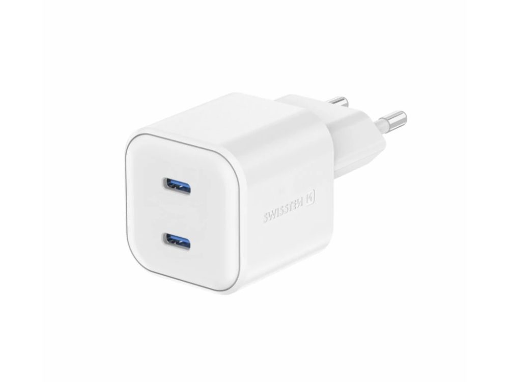 Swissten GaN 2x USB-C Power Delivery 20 W, fehér