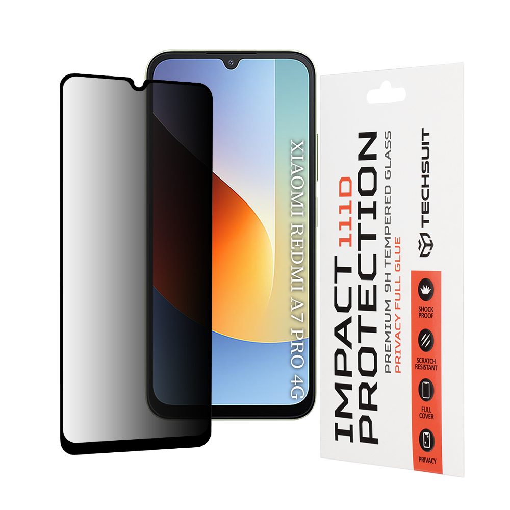 Techsuit 111D Privacy Sticlă Securizată, Xiaomi Redmi A7 Pro 4G, negru