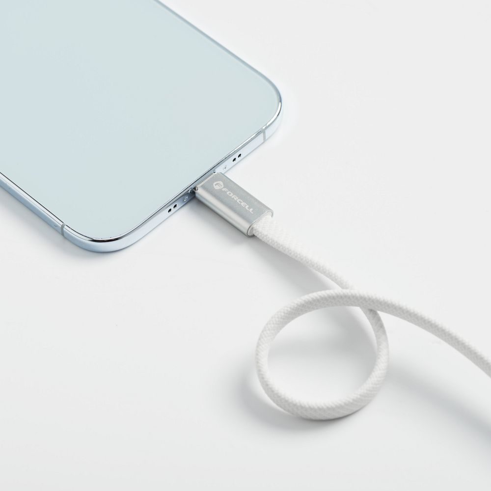 Forcell F-Energy kábel USB-C - USB-C, QC4.0, PD, 5A, 100W, 1,2 m, biely