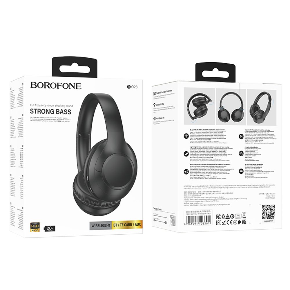 Borofone BO23 Glamour Bluetooth Sluchátka, černá