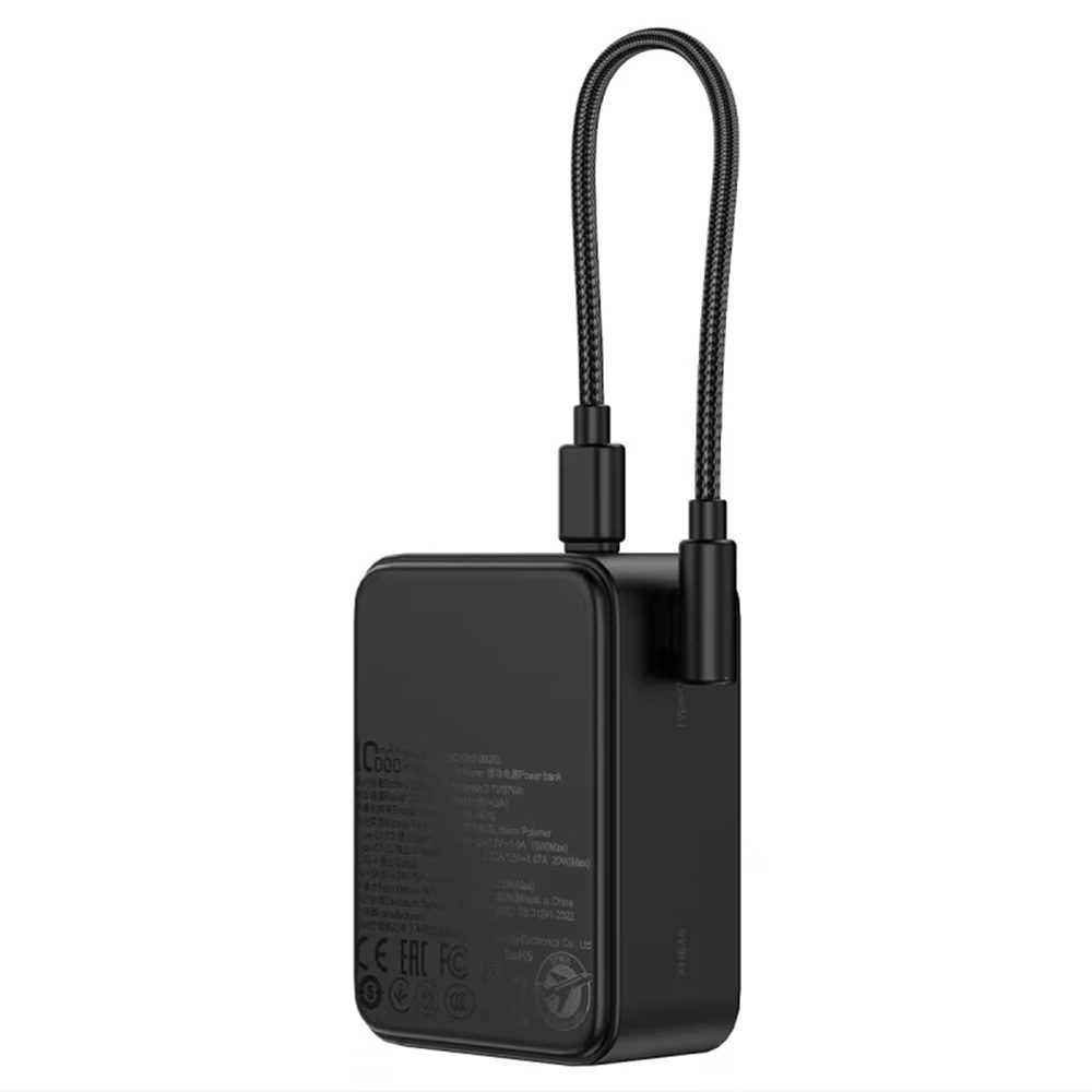 Acefast Powerbanka (M28) 10 000 mAh, 2x USB-C + USB-A, USB-C kábel, 22,5 W, čierna