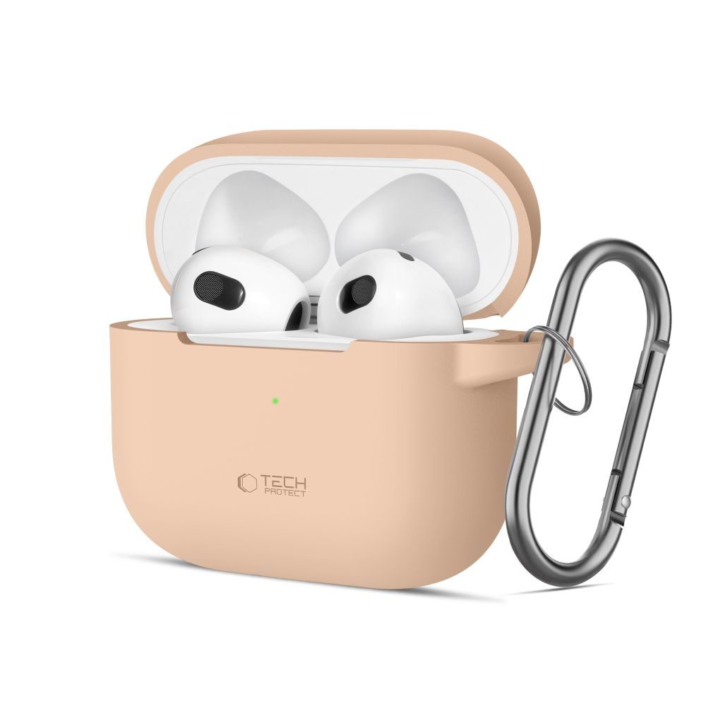 Levně Tech-Protect Silikonové pouzdro, Apple AirPods 3, béžové