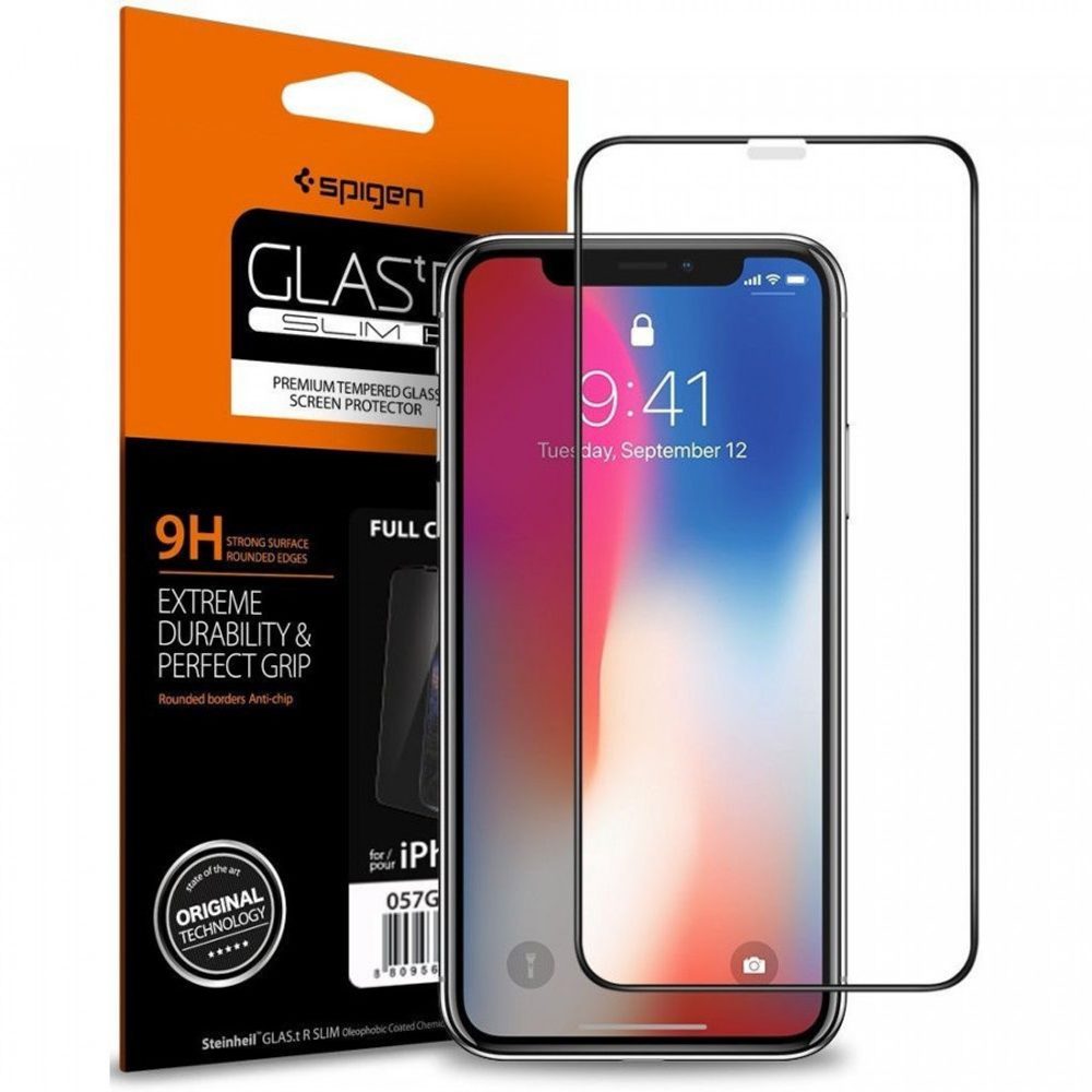 Spigen Full Cover Glass FC Tvrdené Sklo, IPhone X / Xs / 11 Pro, čierne