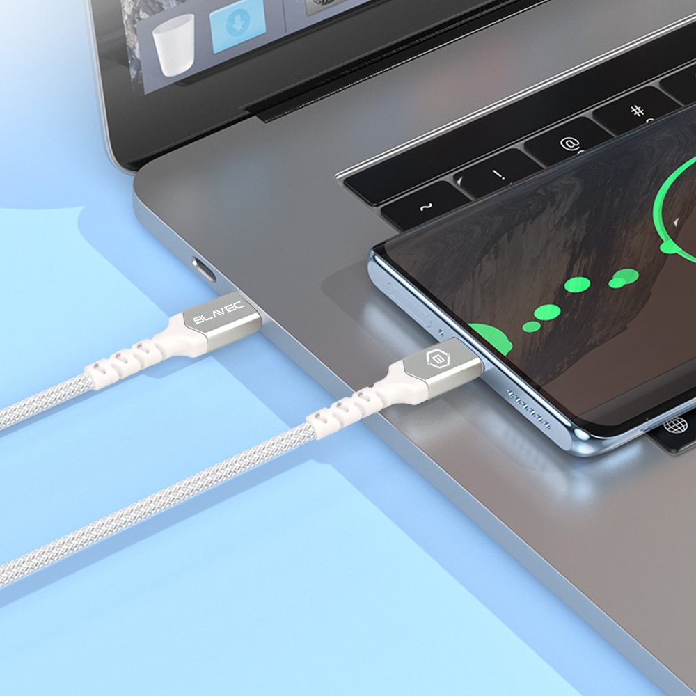Blavec kábel USB - Lightning, 1,5 A, 2 m, bielo-strieborný