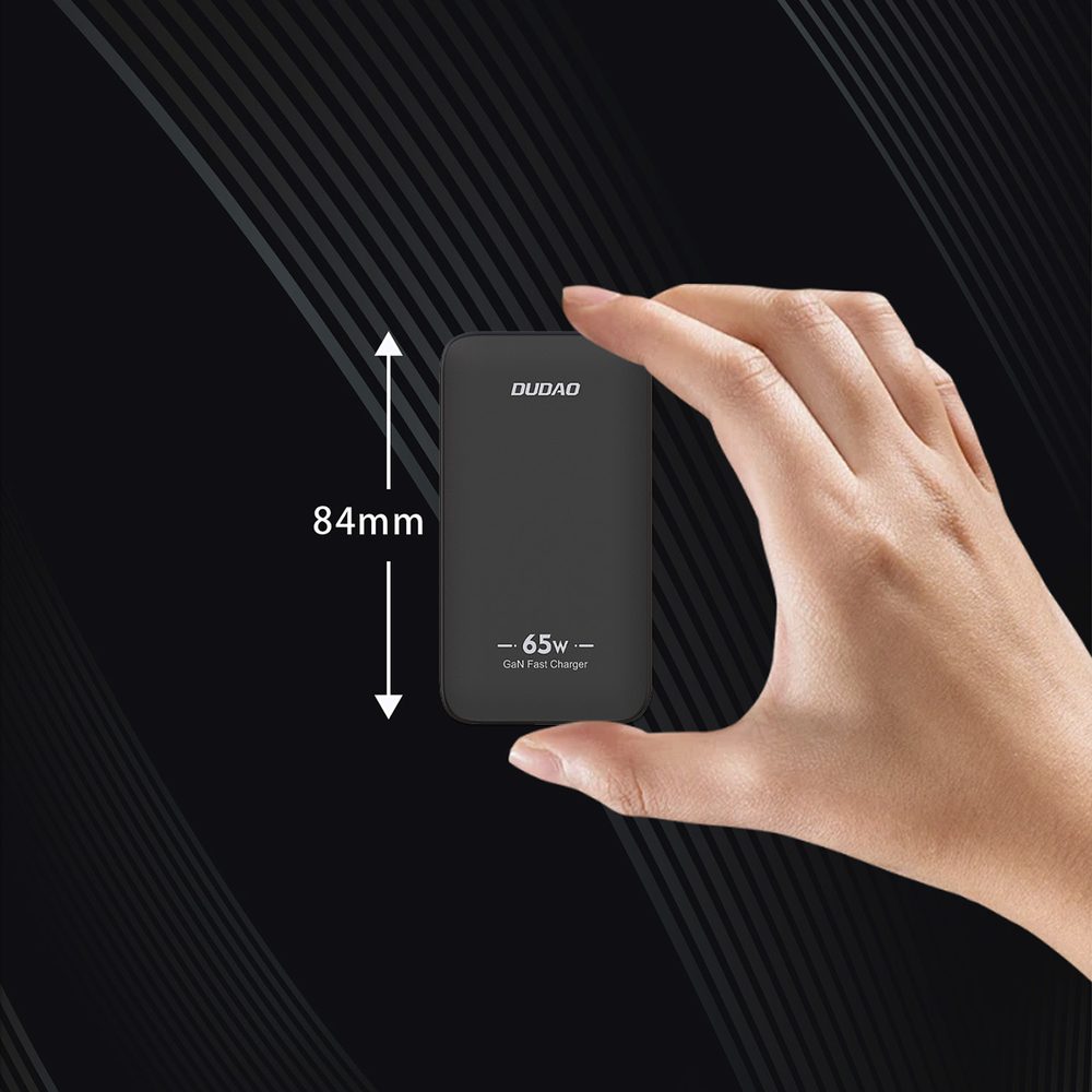 Dudao A65Q cestovná nabíjačka USB-A + USB-C, 65W GaN PD, čierna