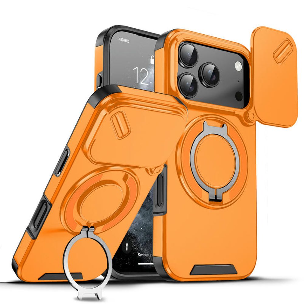 Camslide Stand obal, iPhone 17 Pro, oranžový