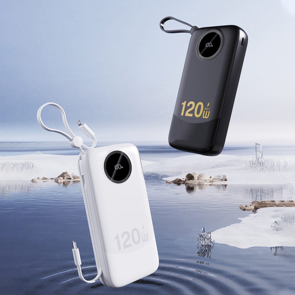 Dudao K13Pro 20000mAh Powerbanka so zabudovaným káblom, biela