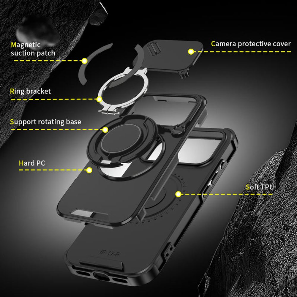 Camslide Stand obal, iPhone 17 Pro, čierny