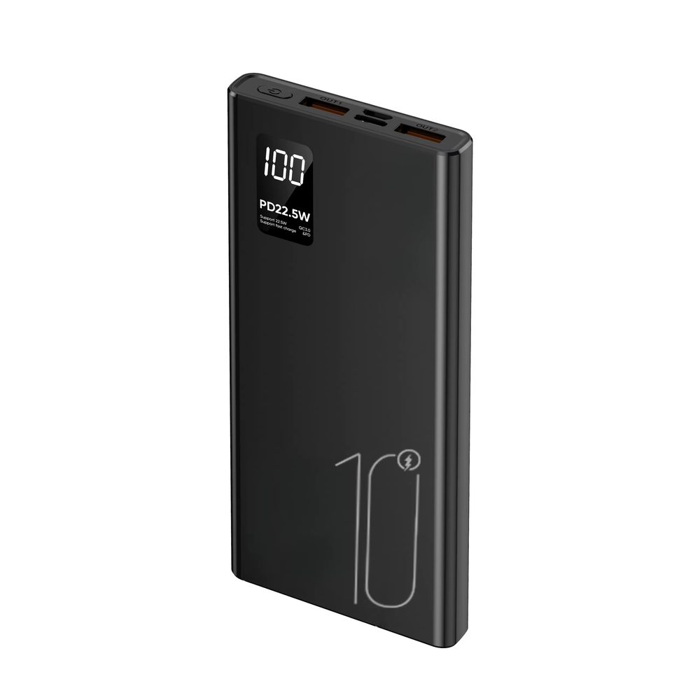 Levně Powerbanka 10000mAh, PD 22,5W, QC3.0, černá