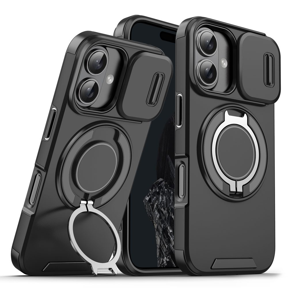Camslide Stand obal, iPhone 16 Plus, černý