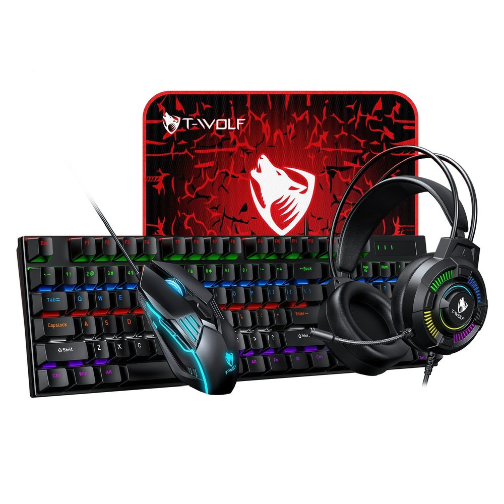 Levně T-WOLF TF700 – RGB herní set 4v1 s mechanical feel
