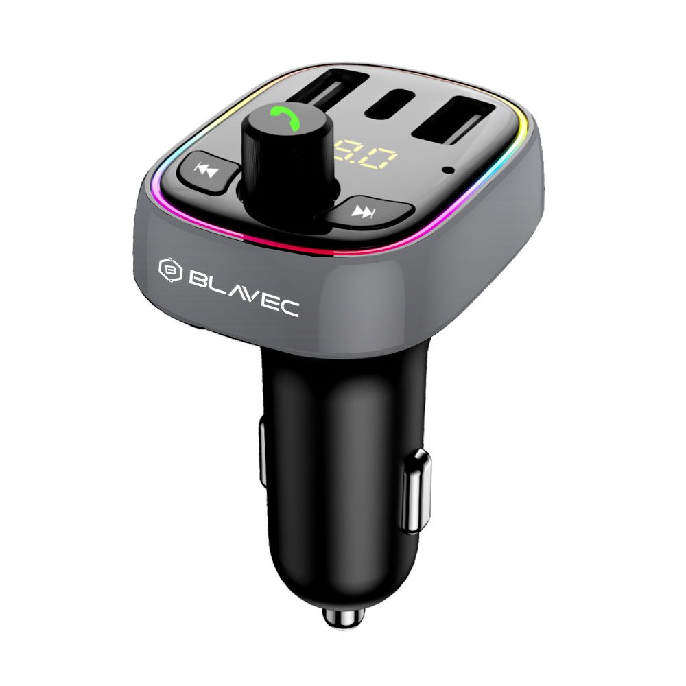 Blavec TR-03 FM adó Flash MP3, Bluetooth, 2x USB + USB-C, PD 30W, QC 3.0 18W, fekete