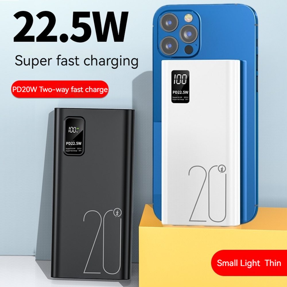 Powerbanka 20000mAh, PD 22,5 W, QC3.0, čierna