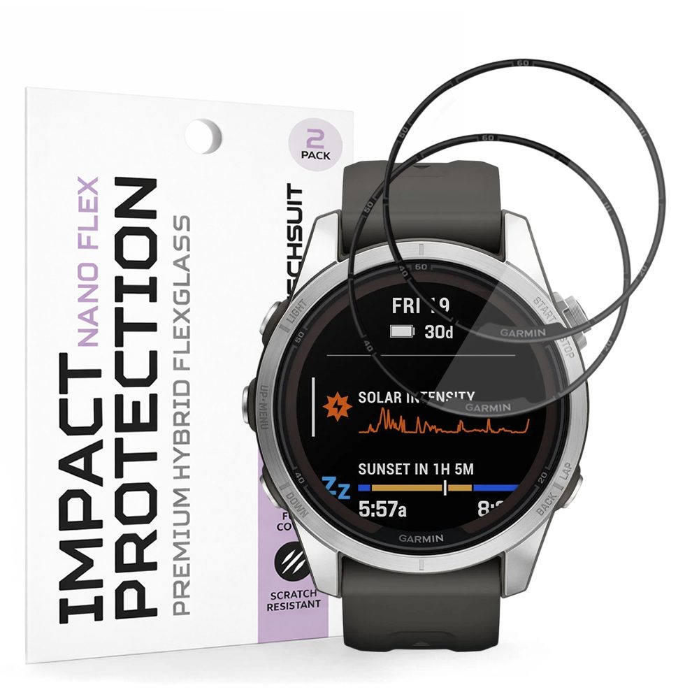 Levně Techsuit Nano Flex, Garmin Fenix 7S Pro Solar, 2 kusy, černé