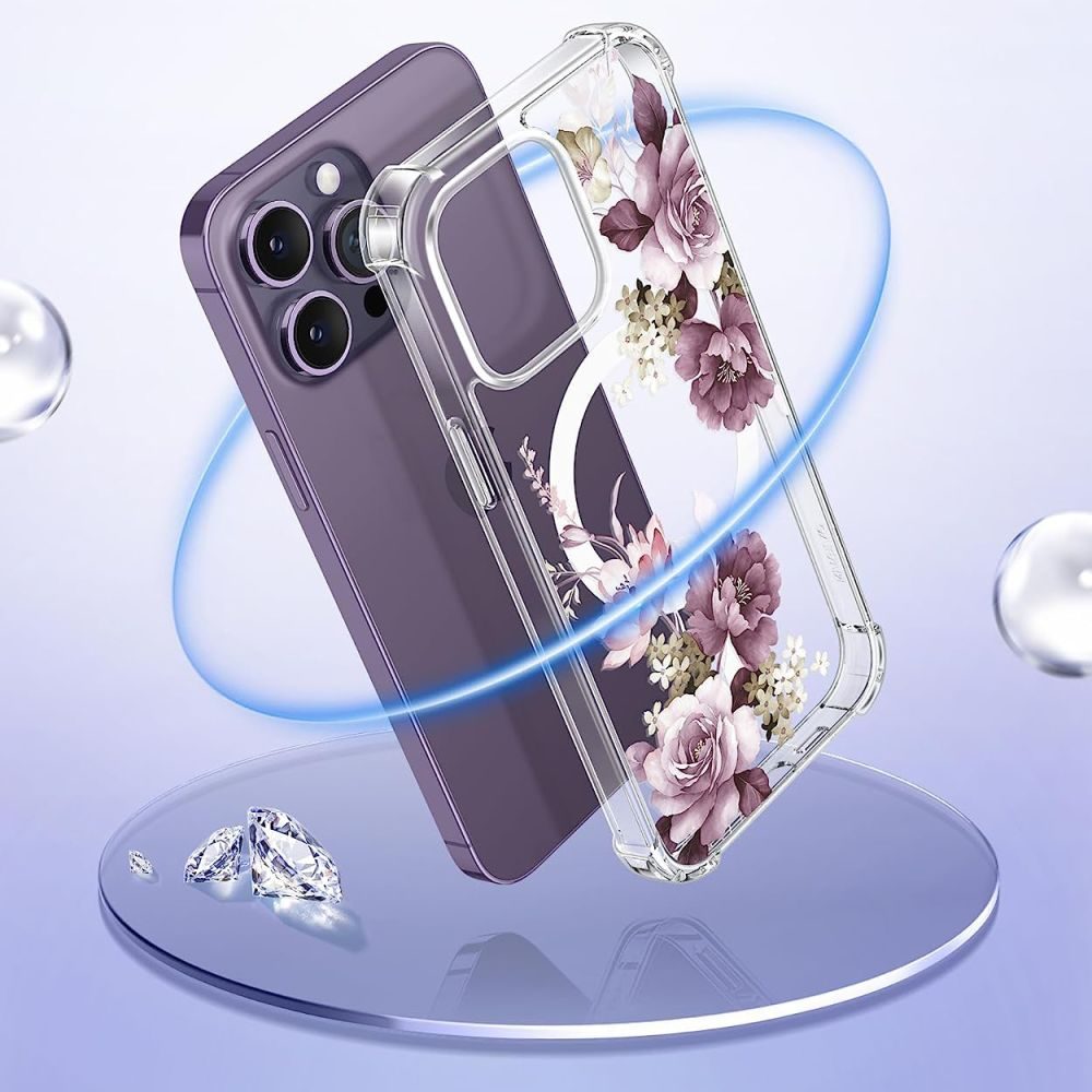 Tech-Protect Magmood, IPhone 14 Pro Max, Růžové Květiny