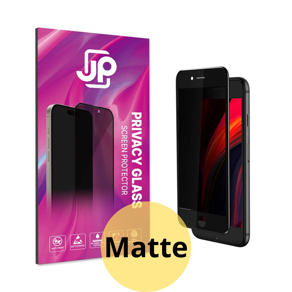 Levně JP Matte Privacy Tvrzené sklo, iPhone 7 / 8 / SE 2020 / SE 2022, černé