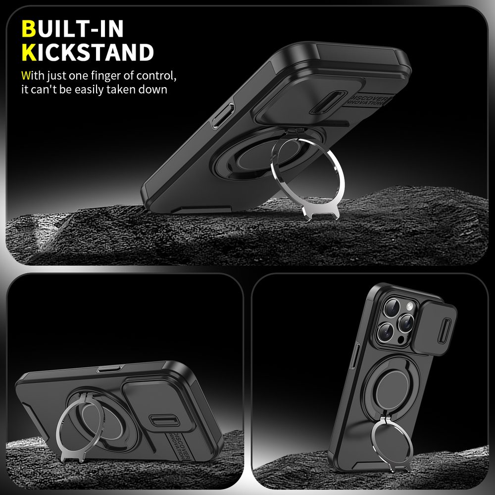 Camslide Stand obal, iPhone 15 Pro, modrý
