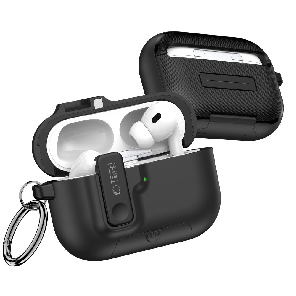Tech-Protect Slim Hook puzdro, Apple AirPods Pro 3, čierne