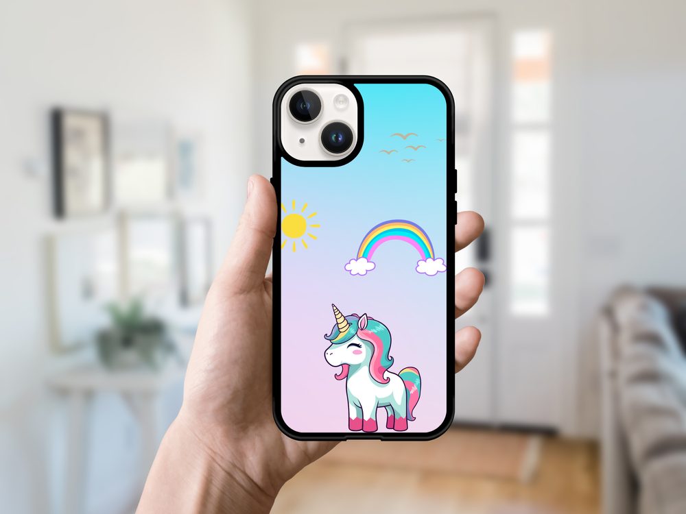 Momanio Husă, IPhone 15 Pro, Unicorn și Curcubeu