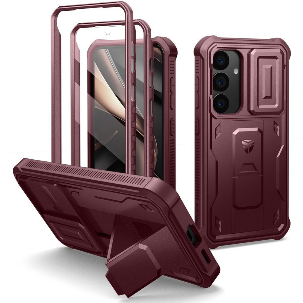 Dexnor 360 Kickstand Camprotector obal Samsung Galaxy S25 Plus, vínový
