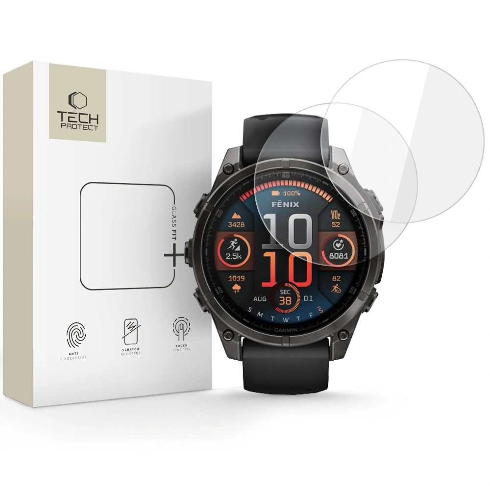 Tech-Protect Tvrzené sklo Glass Fit+, Garmin Fenix 8 (47 mm), 2 kusy