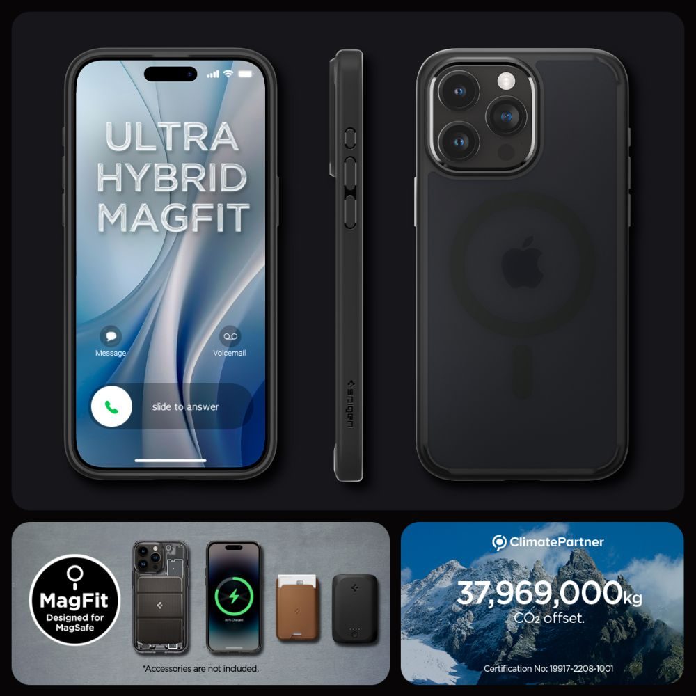 Spigen Ultra Hybrid Mag S MagSafeom, IPhone 15 Pro Max, Mraz Crna