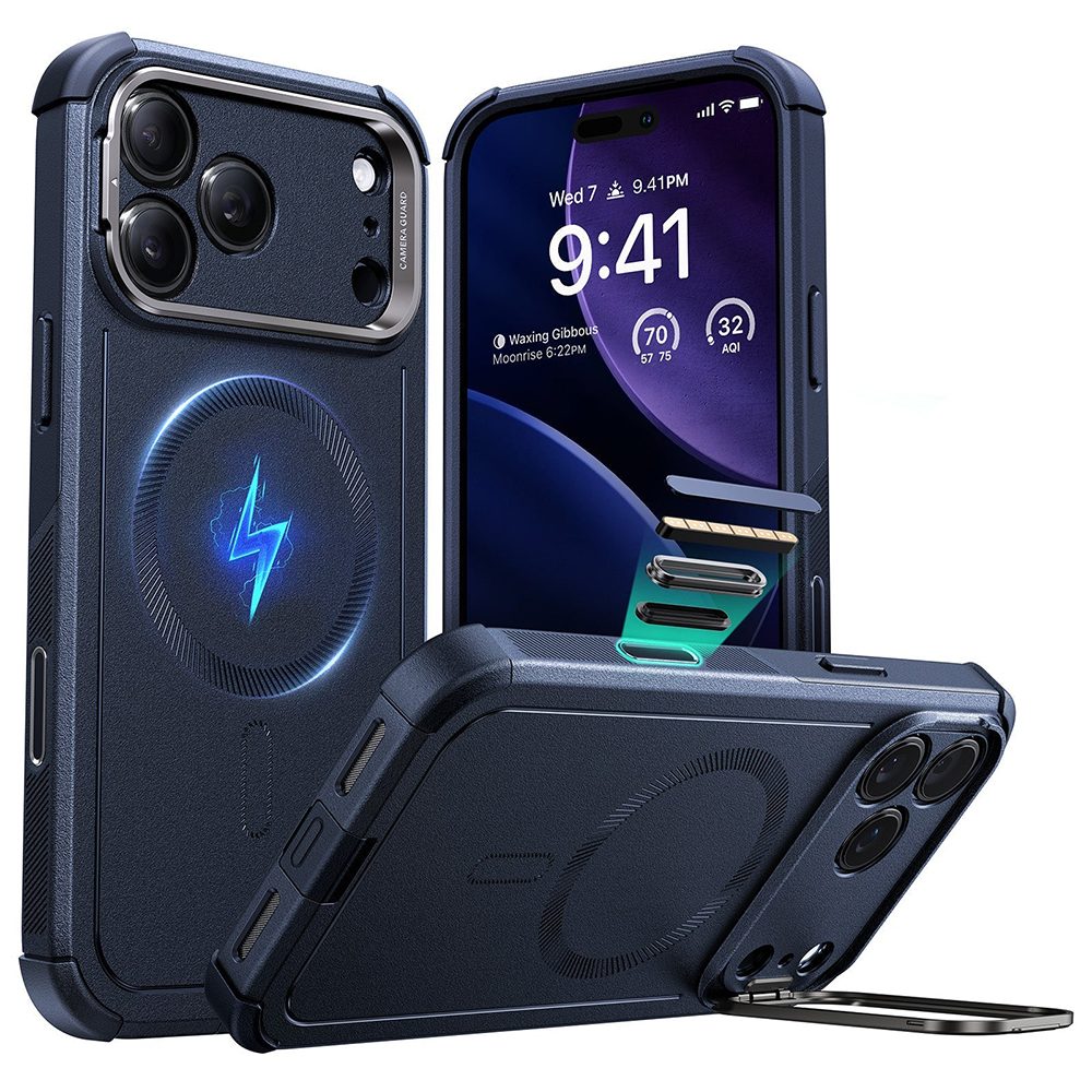 ESR Cyber Armor Kickstand tok, iPhone 17 Pro Max, kék