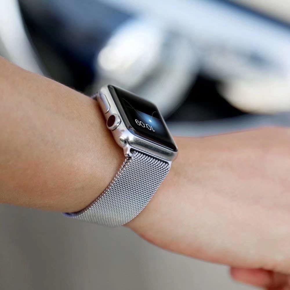 Magnetic Strap Szíj Az Apple Watch 7 (45mm) órához, Ezüst Színű