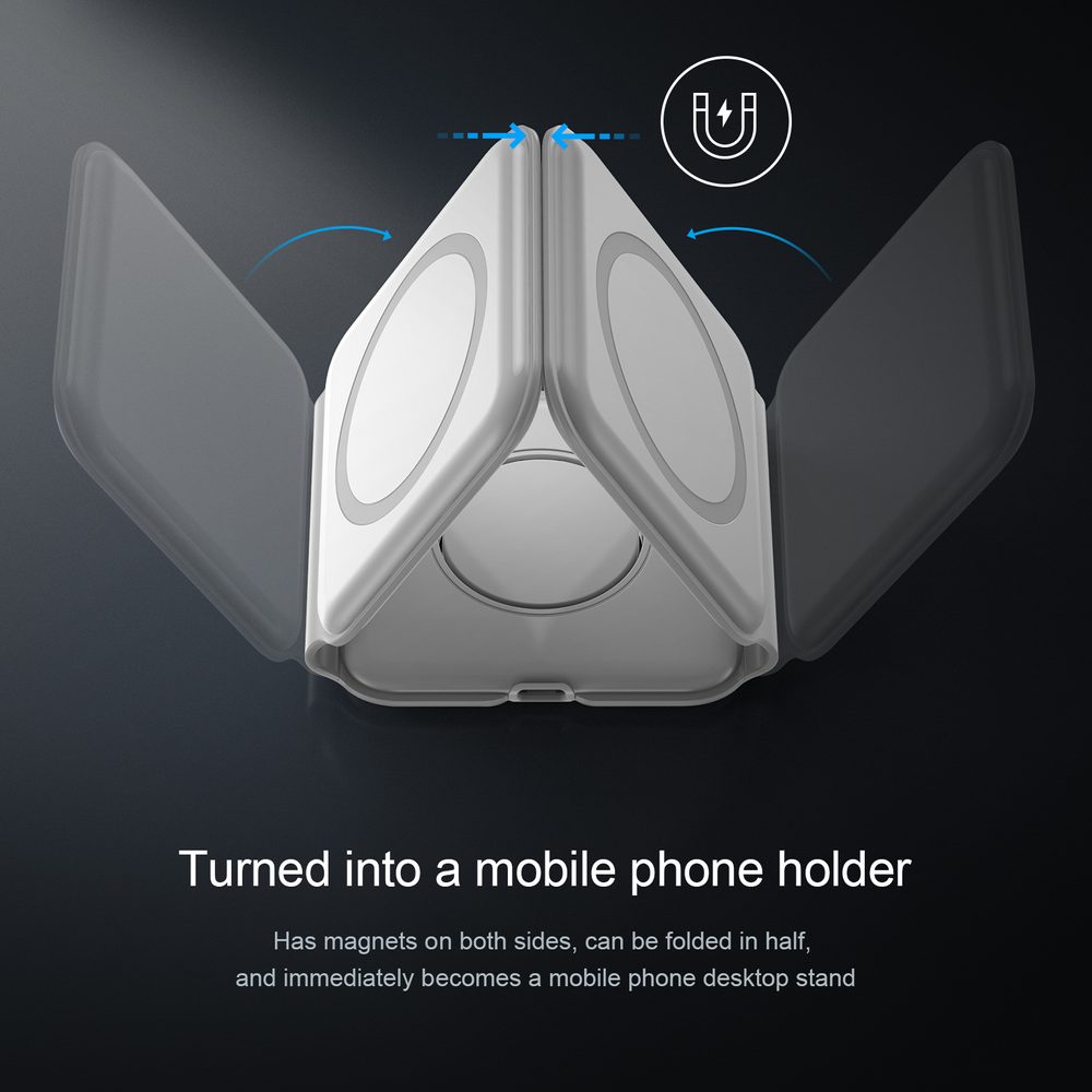 3v1 Magnetická skladacia bezdrôtová nabíjačka, čierna