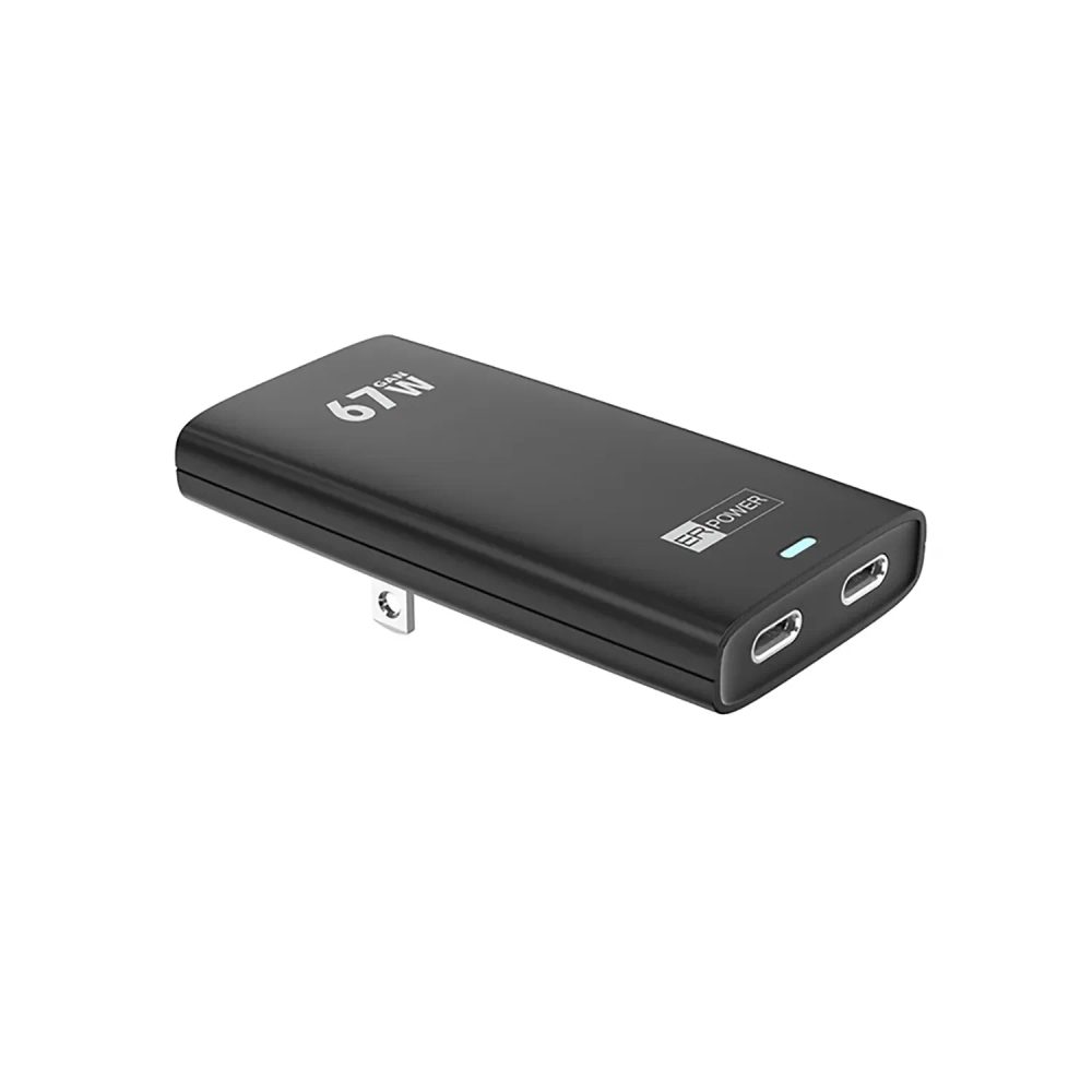 Levně ER POWER Cestovní nabíječka 2x USB-C, 67W, GaN