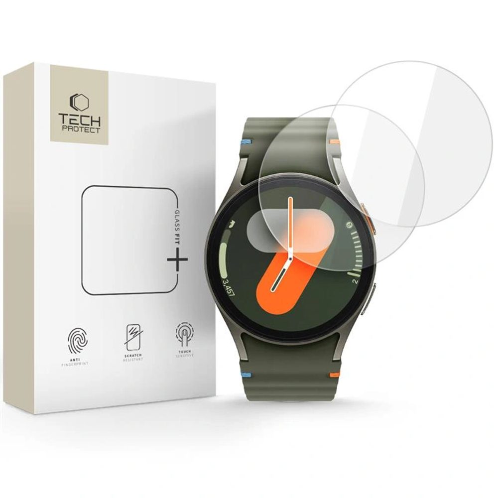 Tech-Protect Tvrzené sklo Glass Fit+, Samsung Galaxy Watch 4 / 5 / 6 / 7 / FE (40 mm), 2 kusy
