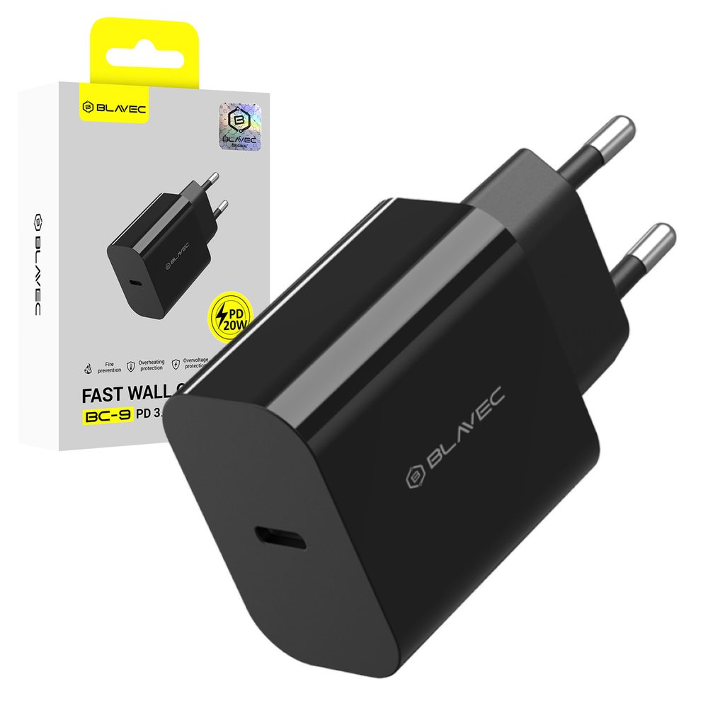 Blavec nabíjačka BC-9, PD 20W 3A, USB-C, čierna