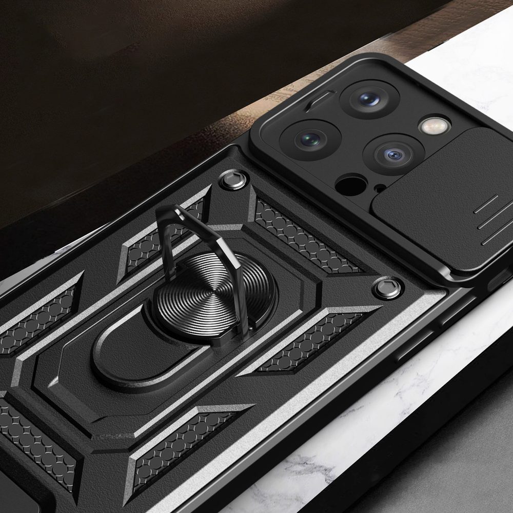 Hibrid Armor Camshield, IPhone 15 Pro Max, Fekete