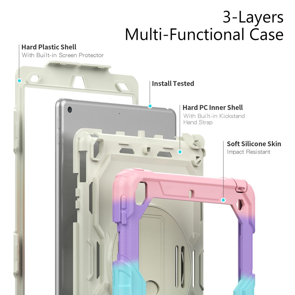 JP Solid360 Rainbow Tablet Tok, IPad 10.2 2019 / 2020 / 2021 (iPad 7 / 8 / 9), IPad 10.5 (2018), IPad Air 3 10.5 (2019)