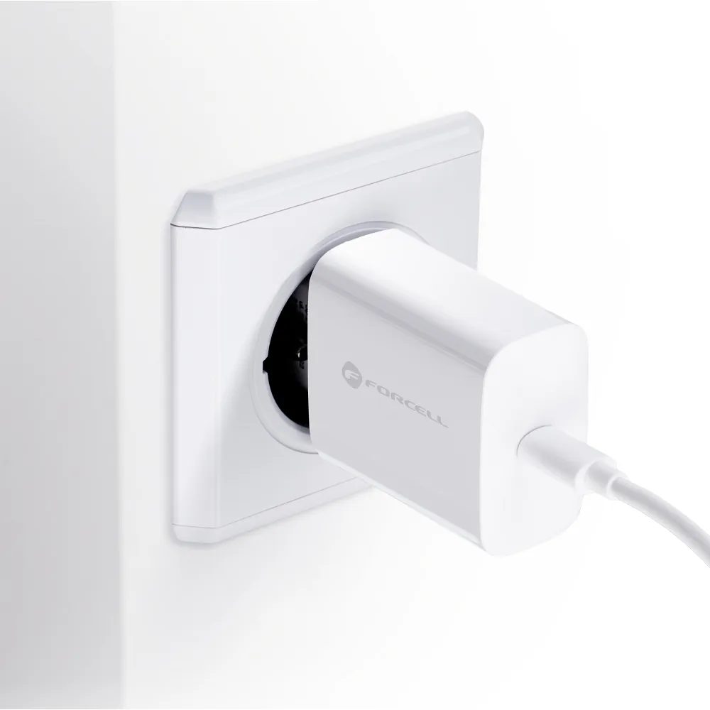 Forcell napájacia nabíjačka s konektorom USB-C a káblom USB-C, 3A, 25W s funkciou nabíjania PD a QC 4.0, 1 m