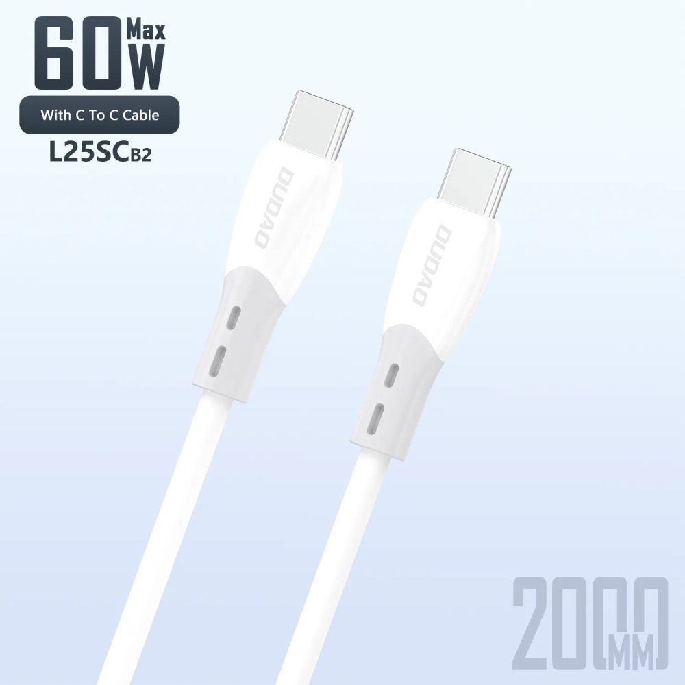 Dudao L25SC kábel USB-C - USB-C, 60W, 2 m, biely