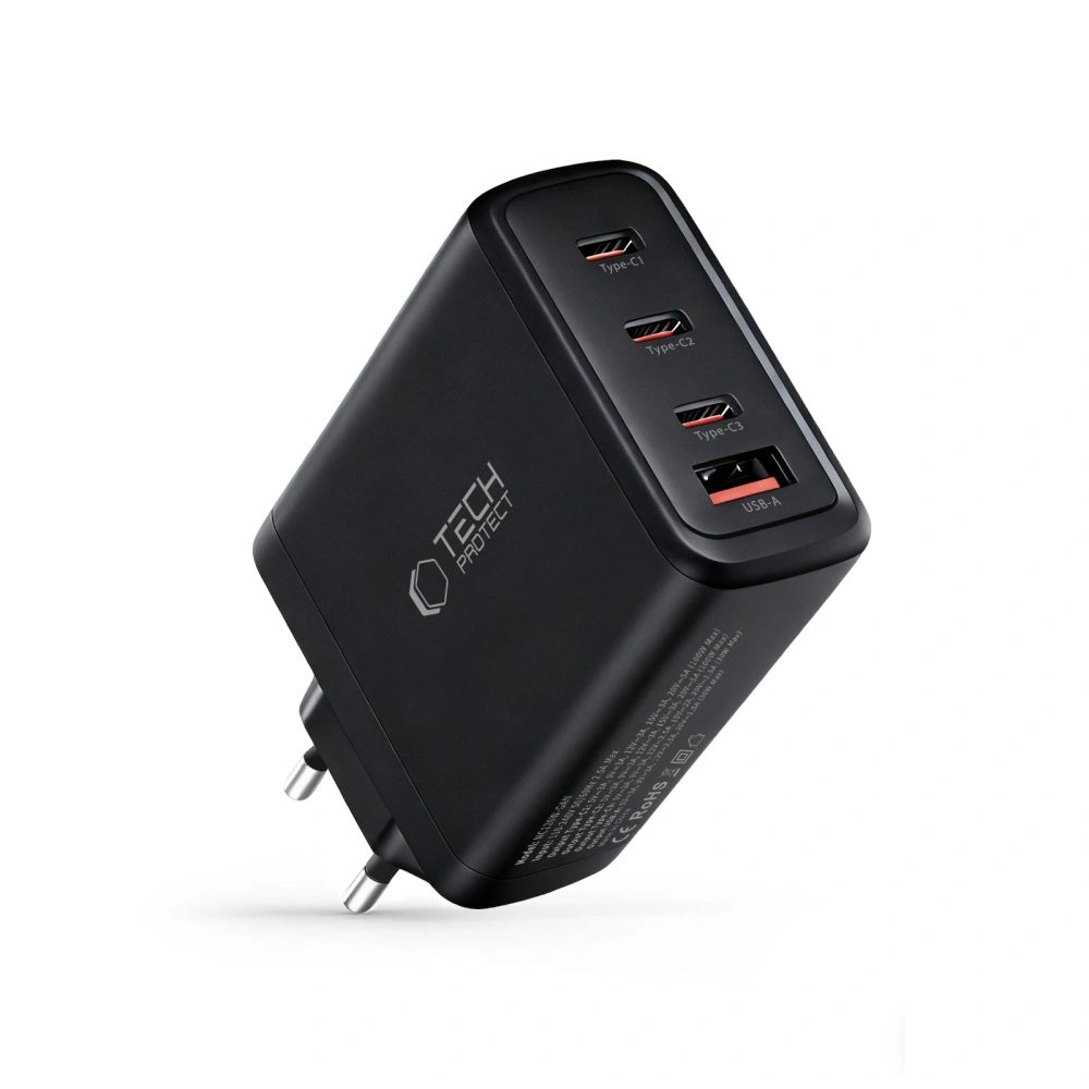 Tech-Protect NC120W-GAN 4-portová nabíjačka PD 120W / QC3.0, čierna