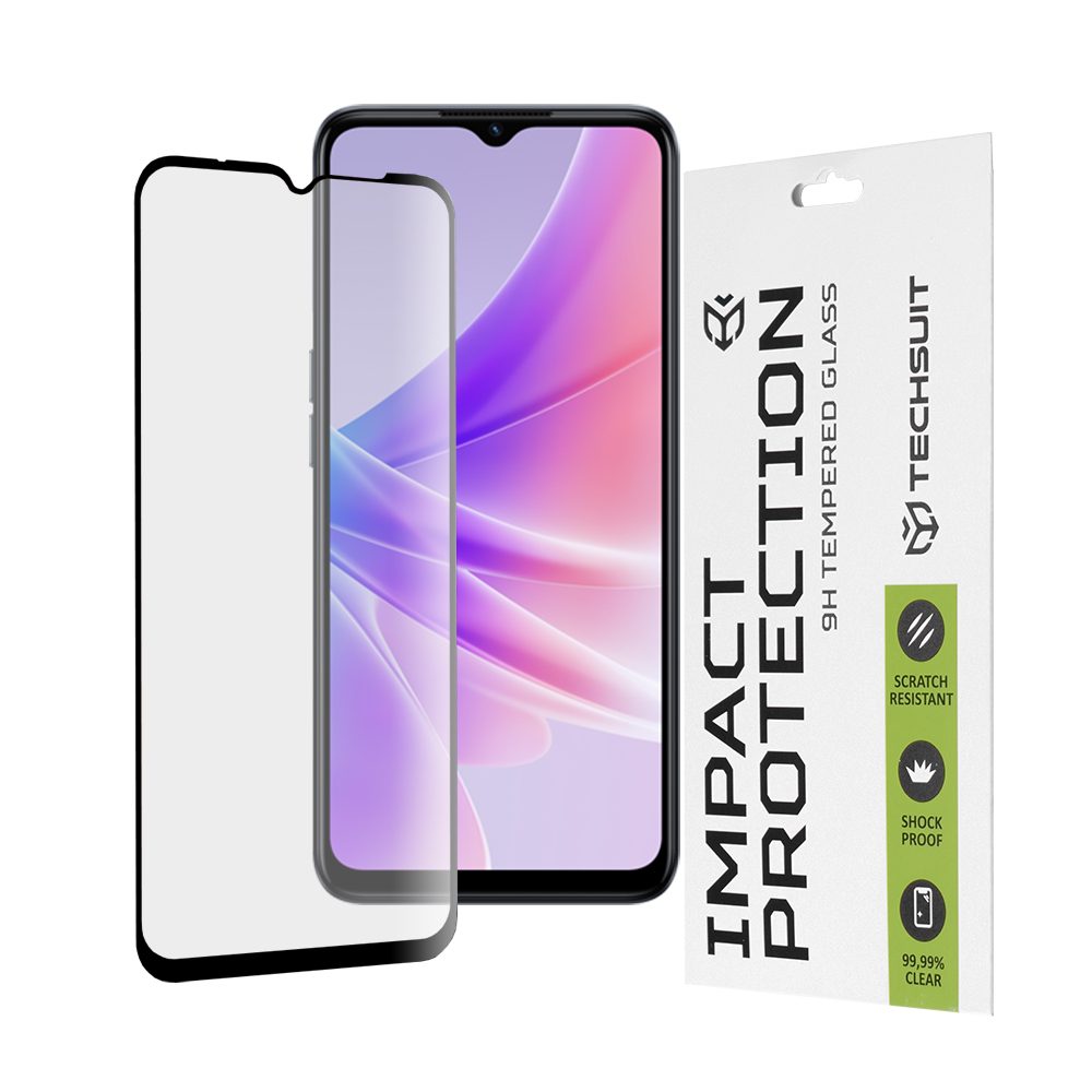 Techsuit 111D Edzett üveg, Oppo A77 / Realme C31 / C35 / Narzo 50A Prime, Fekete