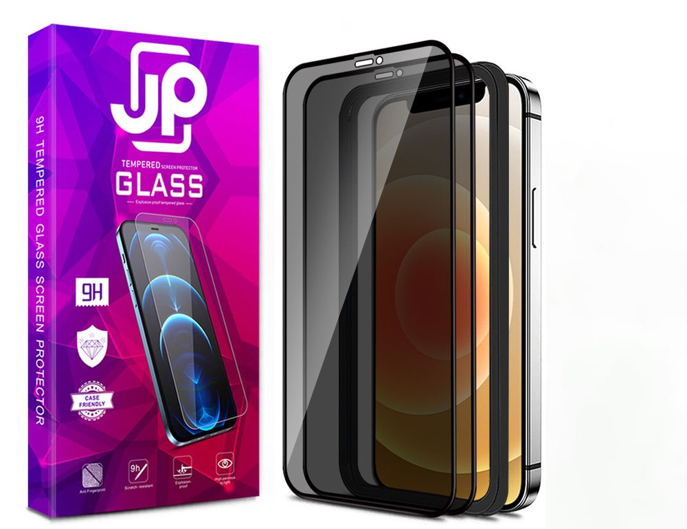 JP Privacy 3D sklo, 2 kusy, s instalačním rámečkem, iPhone 12 Pro Max, černé